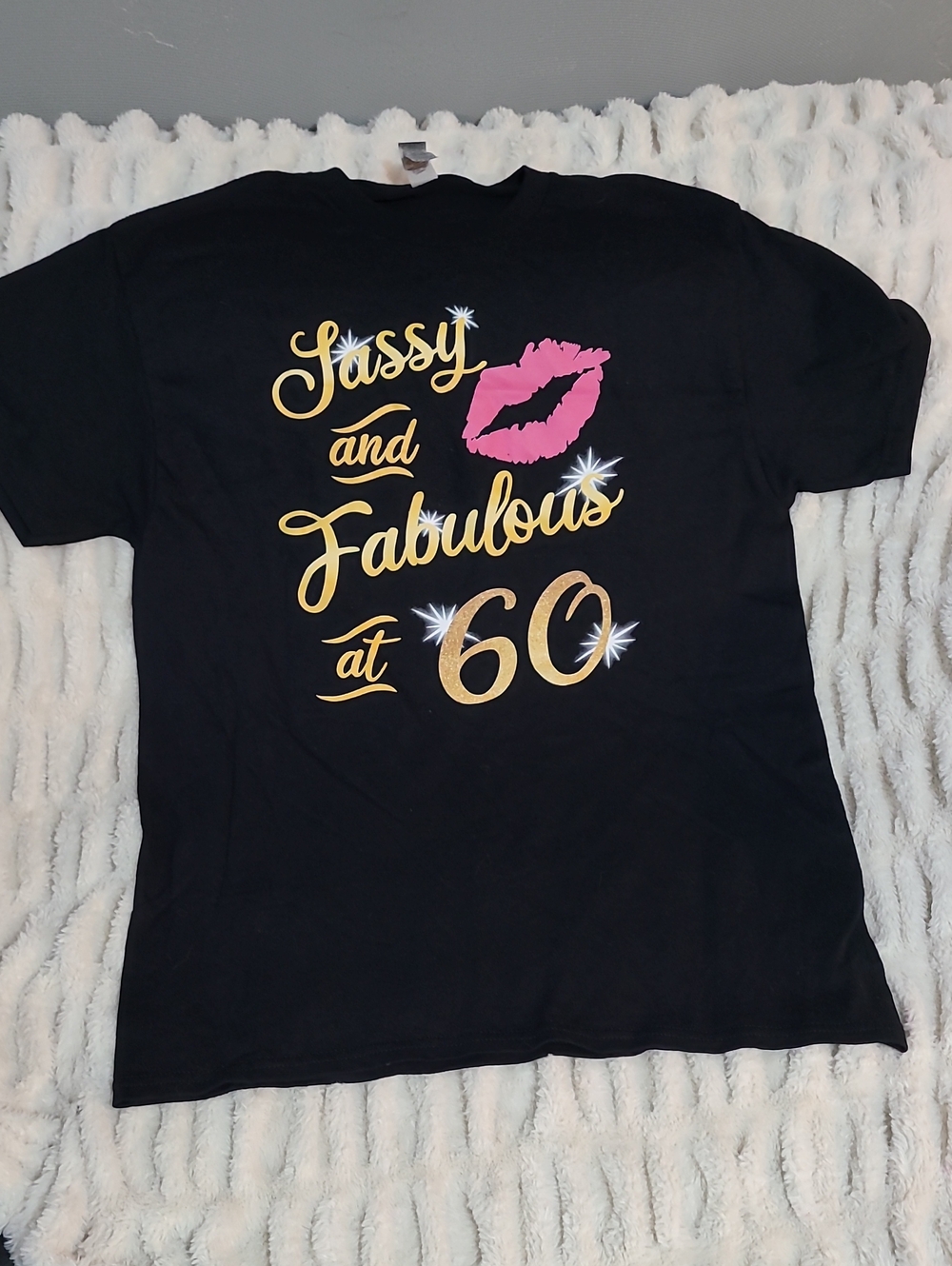 Gildan Black 'Sassy and Fabulous at 60' Graphic Tee with Pink Lip